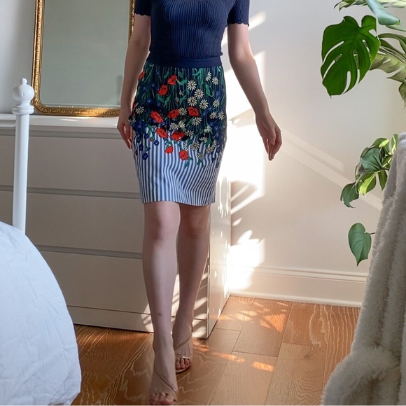 Anthropologie Vertical Garden Pencil Skirt Size 0 - Picture 1 of 16